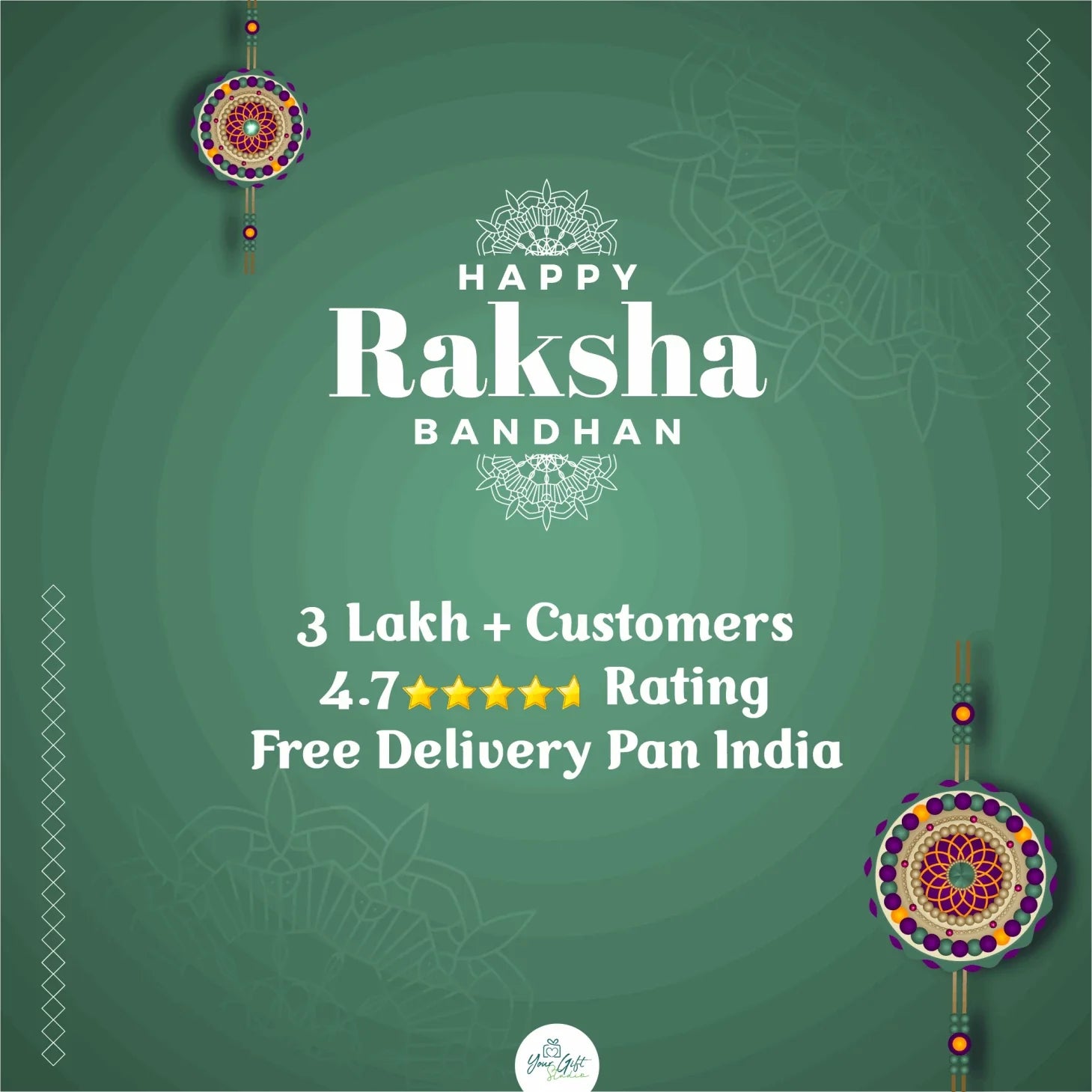 (Pack of 4)Rudraksha Rakhi Bracelet Customised with Name