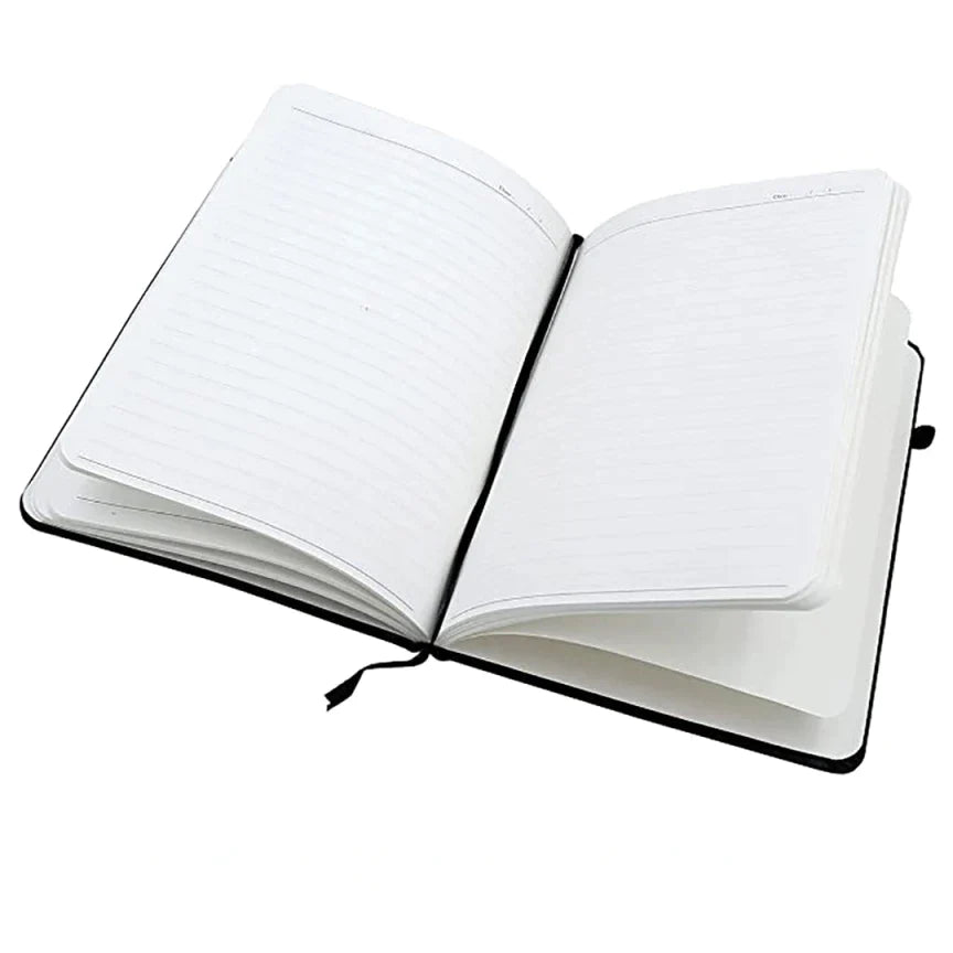 Introducing the perfect gift diary for anyone who loves to write: ✏️ the Classy Executive Diary. This beautifully crafted diary features a sleek hardcover design with a stylish deposed title on the front.  Inside view of diary