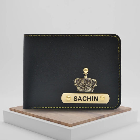 Personalized Men's Wallet - Black.Classy wallet made with the top-notch quality vegan leather is the perfect touch to any office/formal attire.The best part is that faux, synthetic leather is very durable. Go classy with this fashionable and trending wallet.