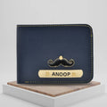 Personalized Men's Wallet - Royal Blue.Classy wallet made with the top-notch quality vegan leather is the perfect touch to any office/formal attire. The option to personalize it with your name and lucky charm makes it that much more special and close to heart. This is the best corporate gift! Always be trending and in fashion with our customized wallets. The Mens Wallet material is vegan/synthetic/faux/PU leather