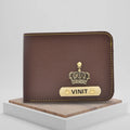 Personalized Men's Wallet - Brown.With a personalized touch, it has your name and charm on it with its attractive finish.The case with its sturdy build ensures protection of your money during traveling shenanigans! It carries your coins, money, cards etc. at one place. Material-vegan/synthetic leather.Classy wallet made with the top-notch quality vegan leather is the perfect touch to any office/formal attire.