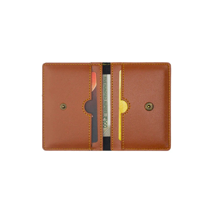 Inside or open view of tan unisex wallet