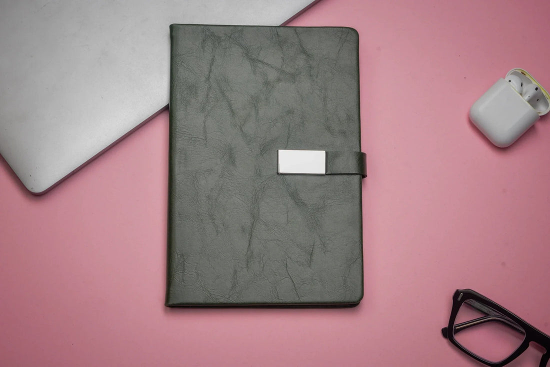 "Make a lasting impression with our deluxe corporate duo. Our sophisticated diary, smooth pen, and high-quality keychain will leave a lasting impression and set you apart from the rest."