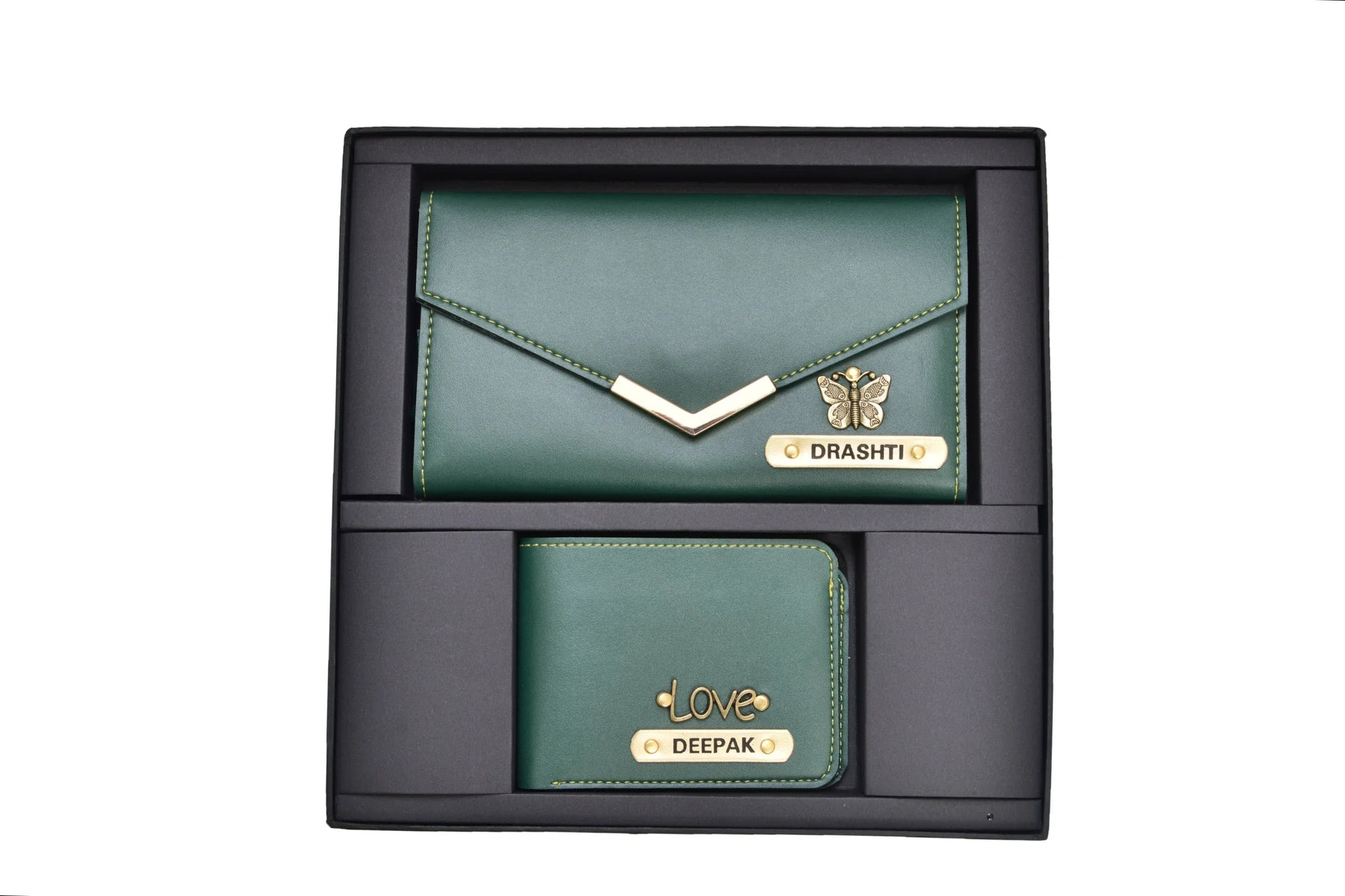personalized-cb06-olive-green-customized-best-gift-for-boyfriend-girlfriend. The wallets are Stylish and Durable. They offer elite features with Uncompromising Style and comfort. The inside of your wallet is as important as the outside; hence we use top quality Faux Leather which is soft to touch and extremely Durable.  The wallets are sleek and not at all bulky. 
