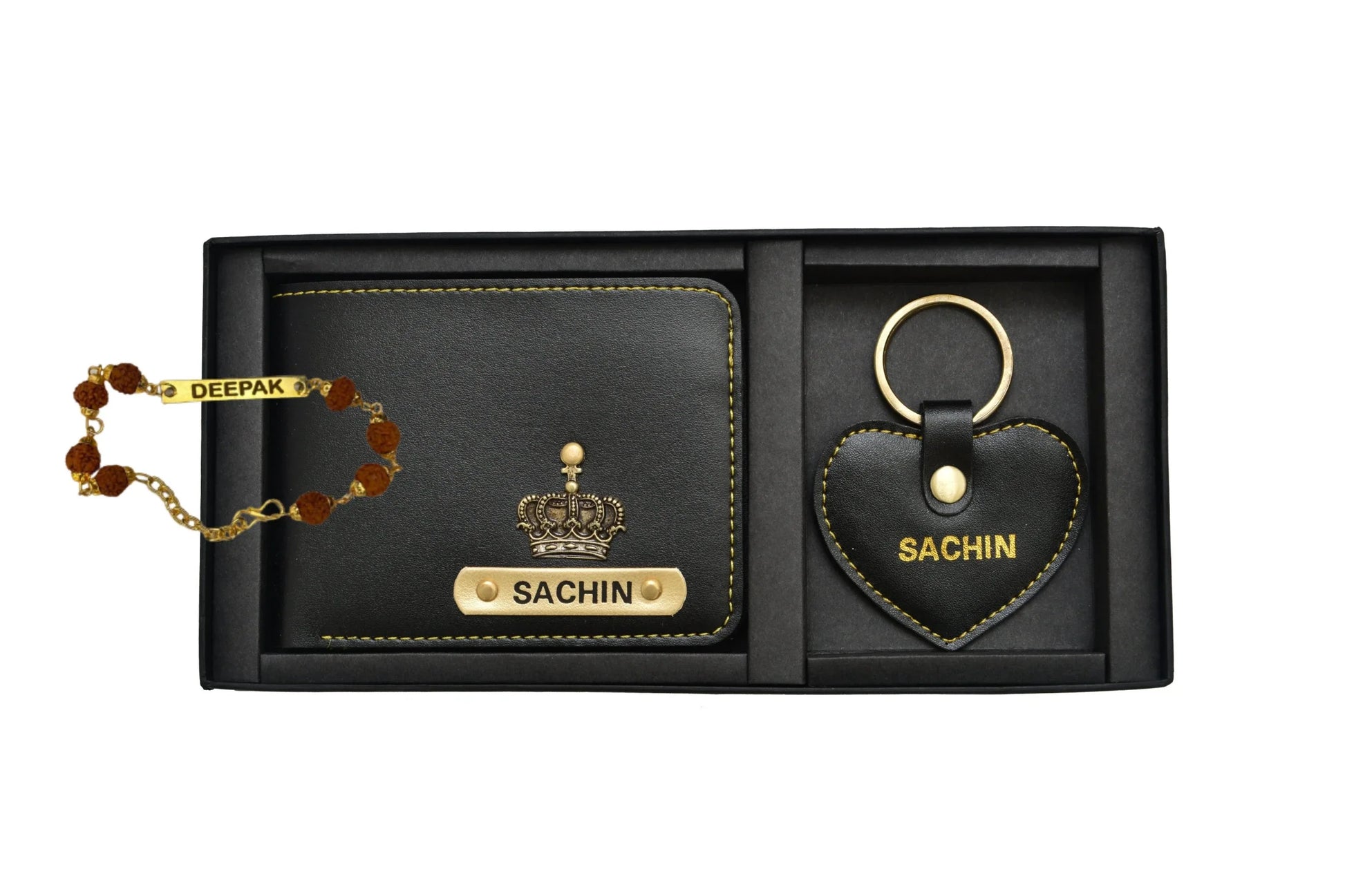 Brother's wallet with Heart Key chian & Free Rakhi - Tan - Your Gift Studio