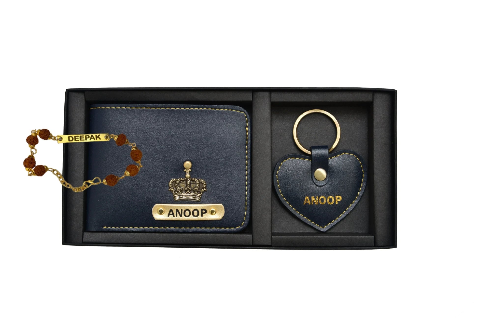 Brother's wallet with Heart Key chian & Free Rakhi - Wine - Your Gift Studio