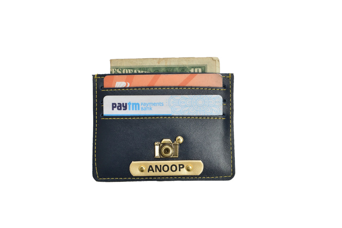 Keep your cards organized and secure with our personalized vegan leather unisex card wallet.