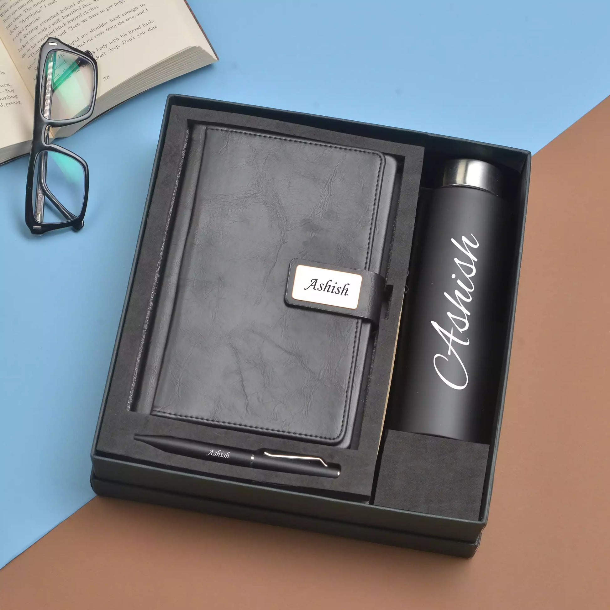 Stay organized, productive and hydrated with our corporate combo of Classy Hardcover Diary, Classic Metal Pen and Classic Smart Bottle 900 ml - perfect for the busy professionals of Mumbai.