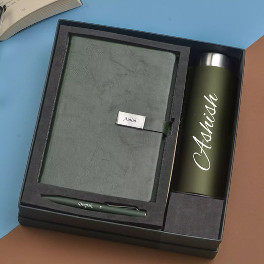 The Classy Hardcover Diary, Classic Metal Pen, and Classic Smart Bottle 900 ml make the perfect set for students, professionals, and anyone in between. The diary's acid-free paper, the pen's durable metal construction, and the bottle's BPA-free plastic make for a winning combination.