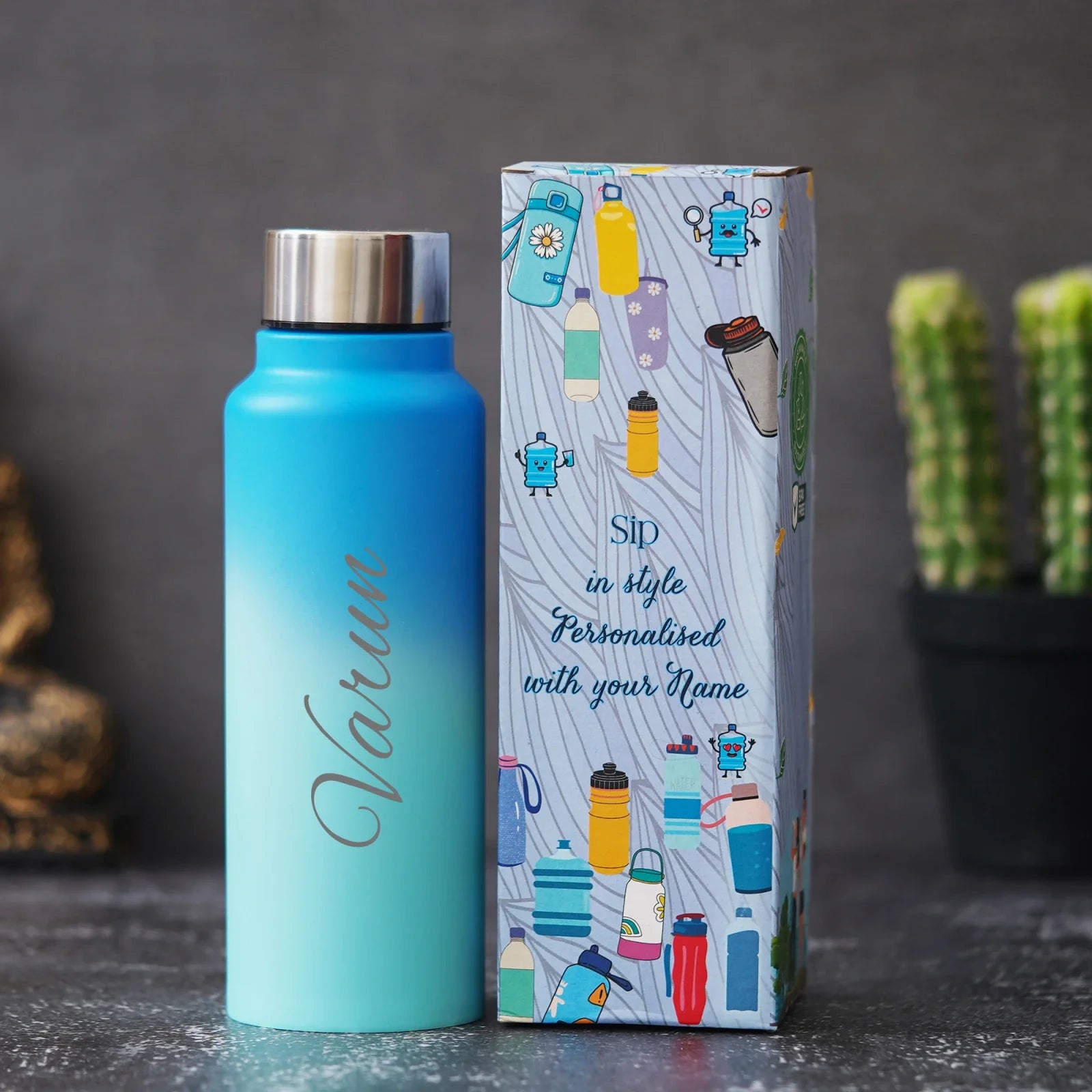 personalized multicolor water bottle