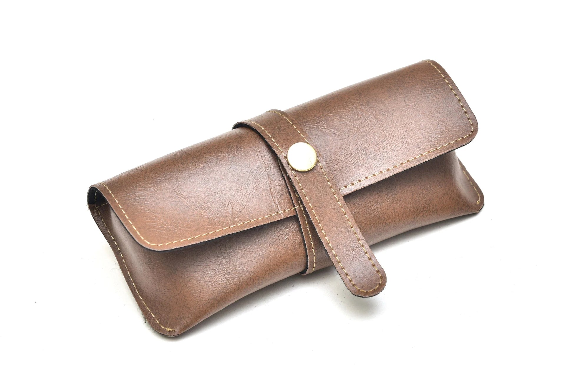 back view of customized sunglasses case- brown