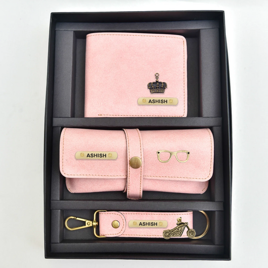 Classy Leather Customized Men's Combo (3 pcs) - Light Pink