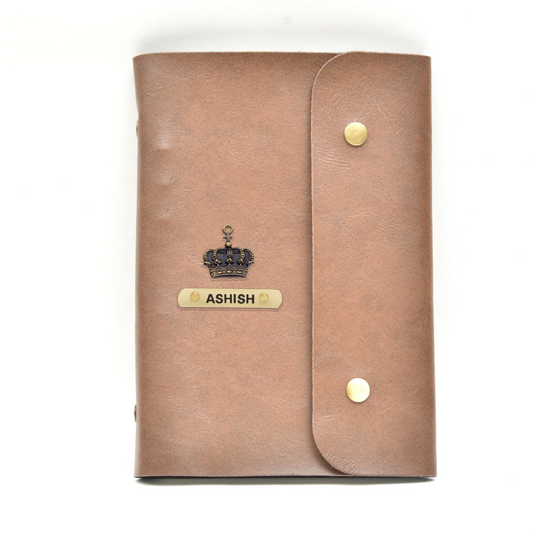 Make a statement with our stylish and practical customized leather buttoned diary. With multiple compartments and a sleek design, it's the perfect way to stay organized.