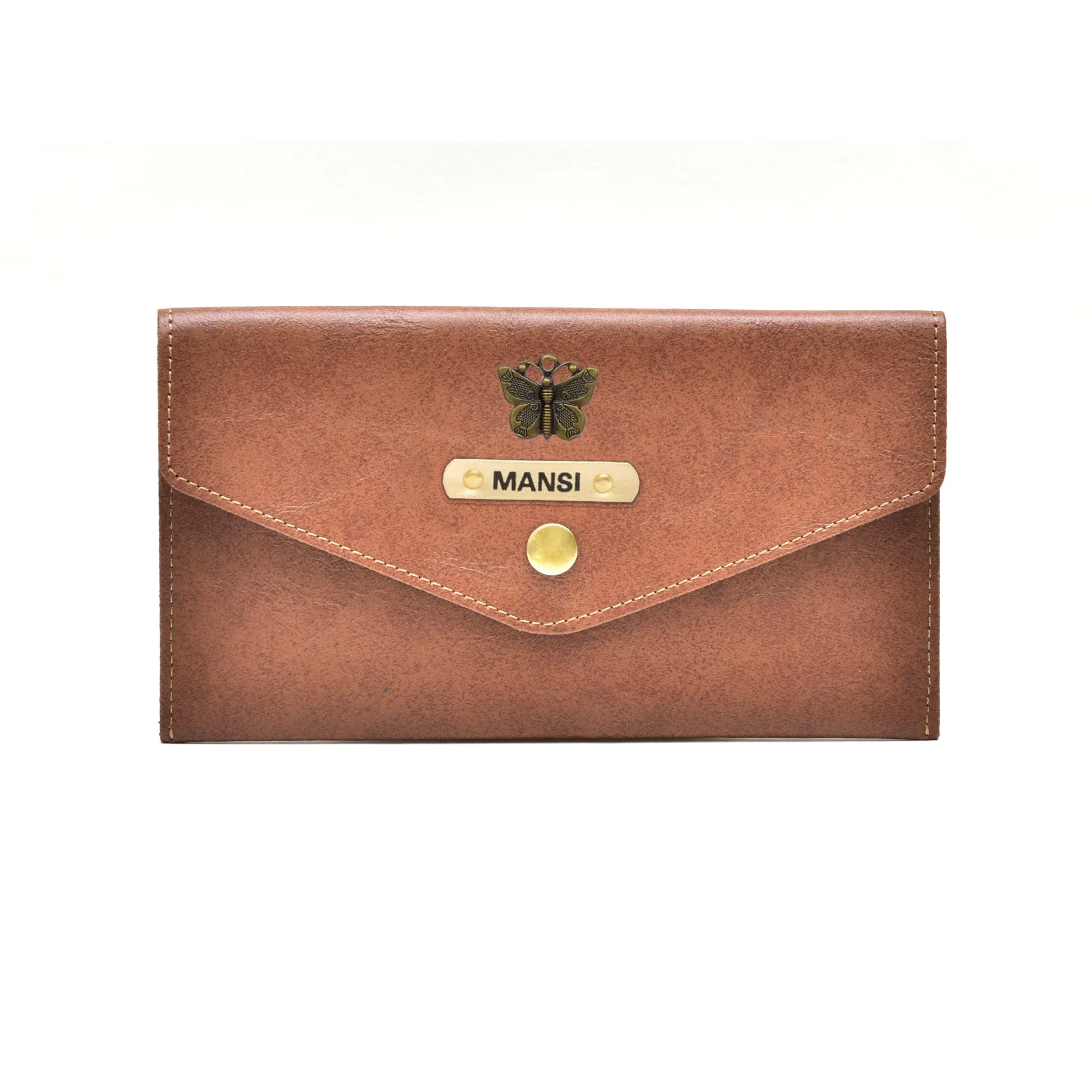 Keep all your important items organized and easily accessible with this personalized leather clutch. Choose your own color and design for a truly personalized touch.