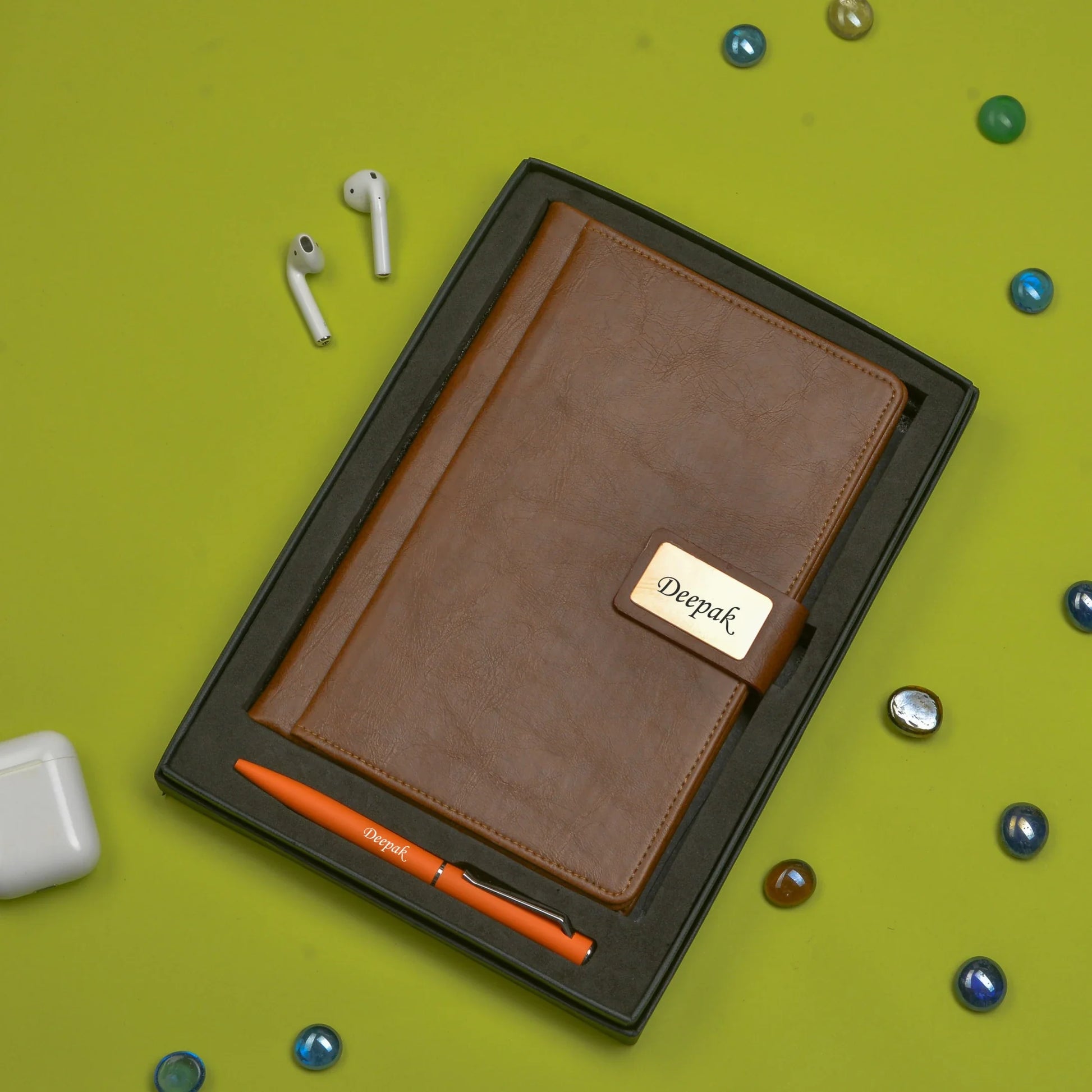 "Stay ahead of the curve with our innovative diary and pen combo. Designed for maximum efficiency and convenience."