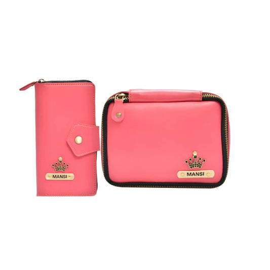 Carry your cash and cosmetics in style with this chic and functional combo, made from premium materials and leather.