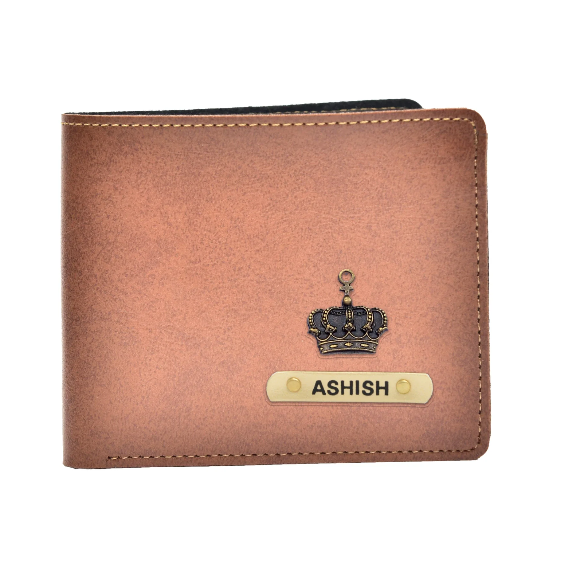 Premium Quality Faux Leather Personalized Men's Wallet with name and charm