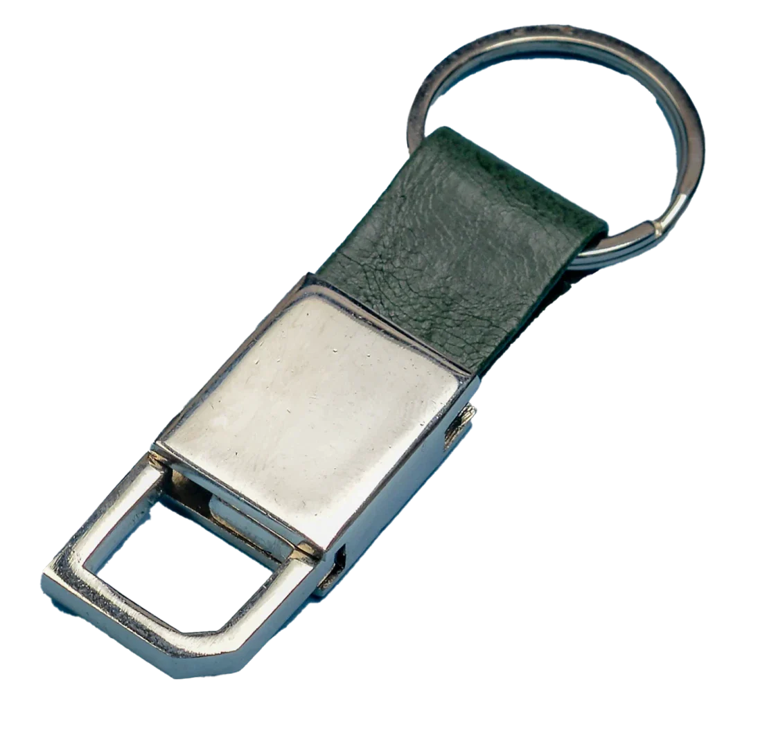 "The sleek, modern design of this metal keychain adds a touch of sophistication to your everyday carry. "