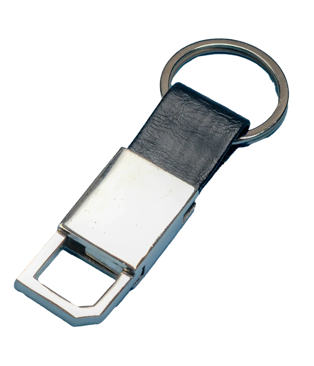 This sleek and sophisticated metal keychain is a statement piece that will elevate your style.