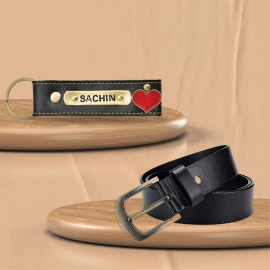 personalized keychain and belt combo