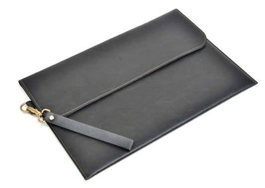 Classy Leather Customized Laptop or Macbook bag/ Sleeve 13.5 inches - Black
