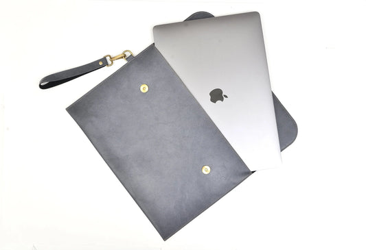 Classy Leather Customized Laptop or Macbook bag/ Sleeve  13.5 inches - Grey