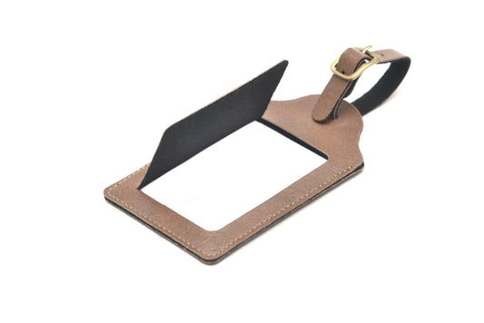 Classy Leather Customized Luggage Tag (Brown)