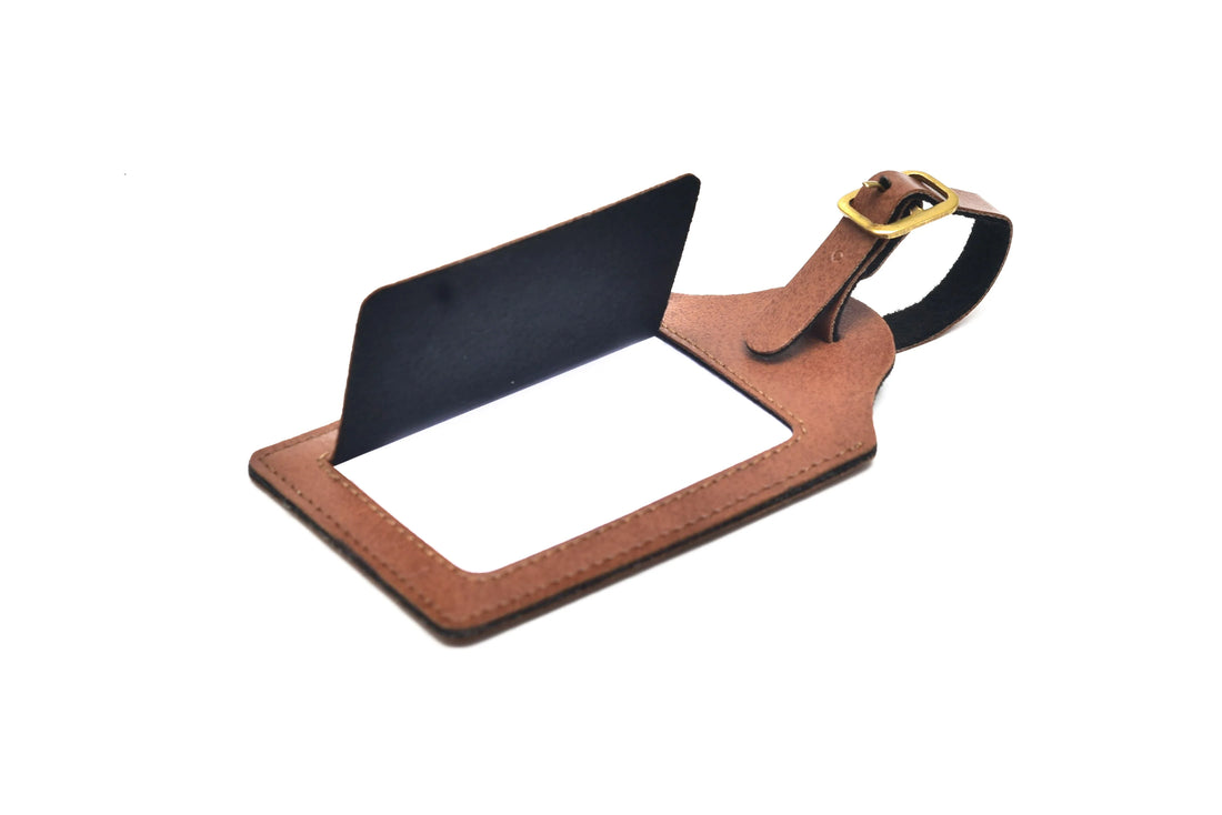 Classy Leather Customized Luggage Tag (Tan)