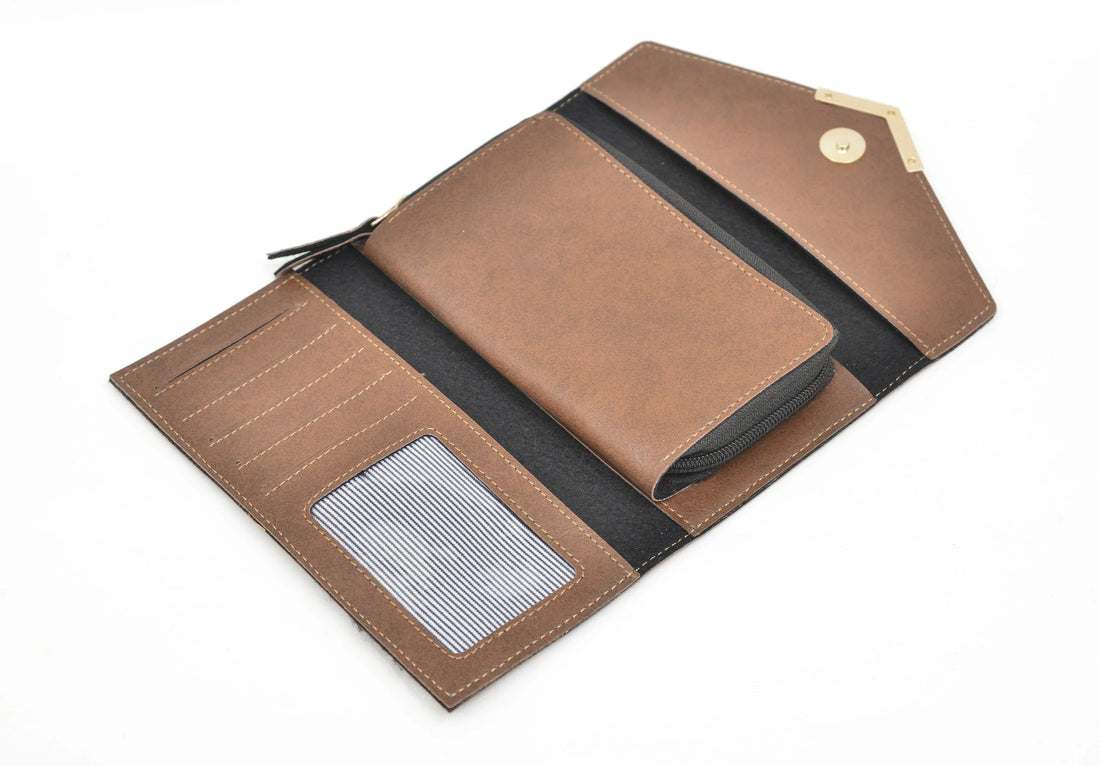 Classy Leather Customised Stylish Lady Wallet  (Brown)