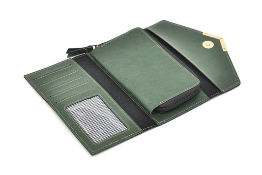 Classy Leather Customised Stylish Lady Wallet(Green)