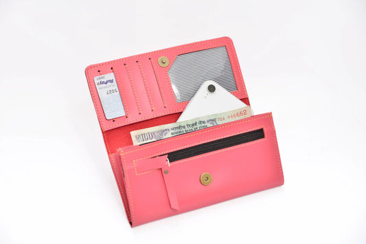 personalized-lwfl2-lady-wallet-pink-customized-best-gift-for-boyfriend-girlfriend. inside or open view of customized premium leather lady wallet- pink