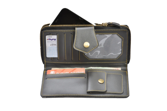 Personalized Couple's Combo : Premium Lady Wallet ( Product 1 )& Men's Wallet(Product 2) - Grey