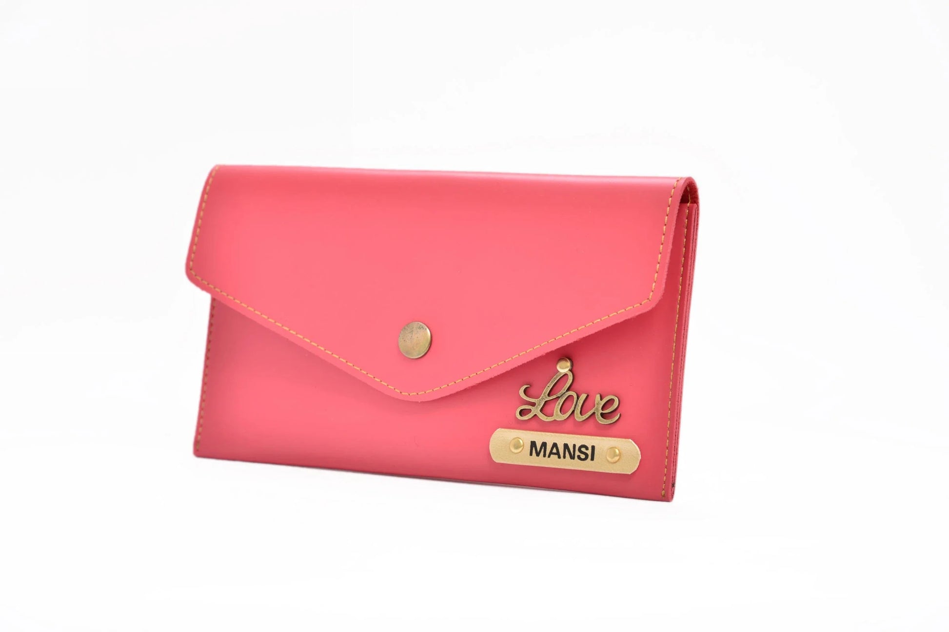 Personalized Minimal Clutch with Charm Pink Your Gift Studio