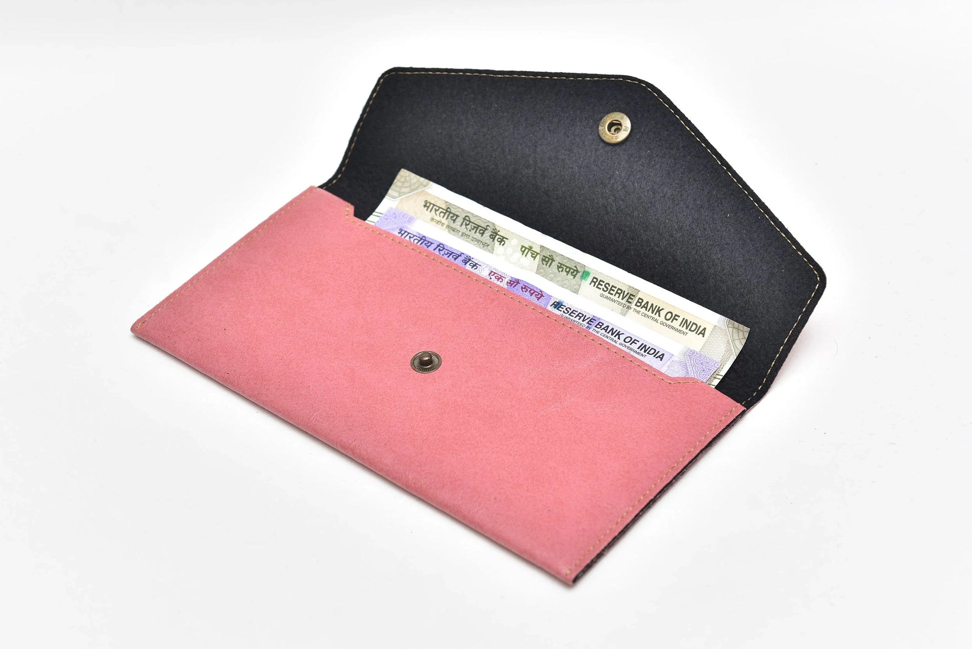inside or open view of personalized minimal clutch-peach
