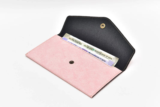 inside or open view of personalized minimal clutch-pink