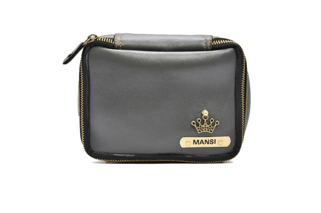 Women's Combo : Mini Makeup Kit & Chained Sling Bag (Grey)