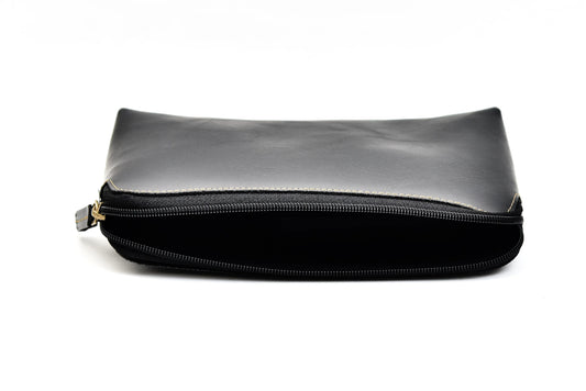 Classy Leather Customized Mutlipurpose Large Travel/Vanity/Make - up Pouch (Grey)