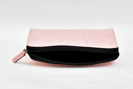 Classy Leather Customized Mutlipurpose Large Travel/Vanity/Make - up Pouch (Pink)