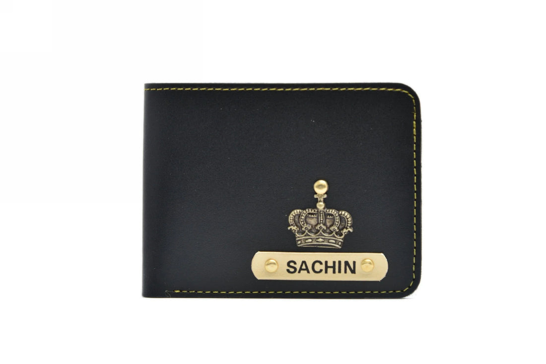 Personalized Men's Wallet - Black.Classy wallet made with the top-notch quality vegan leather is the perfect touch to any office/formal attire.The best part is that faux, synthetic leather is very durable. Go classy with this fashionable and trending wallet.