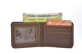 Inside or open view of brown mens wallet