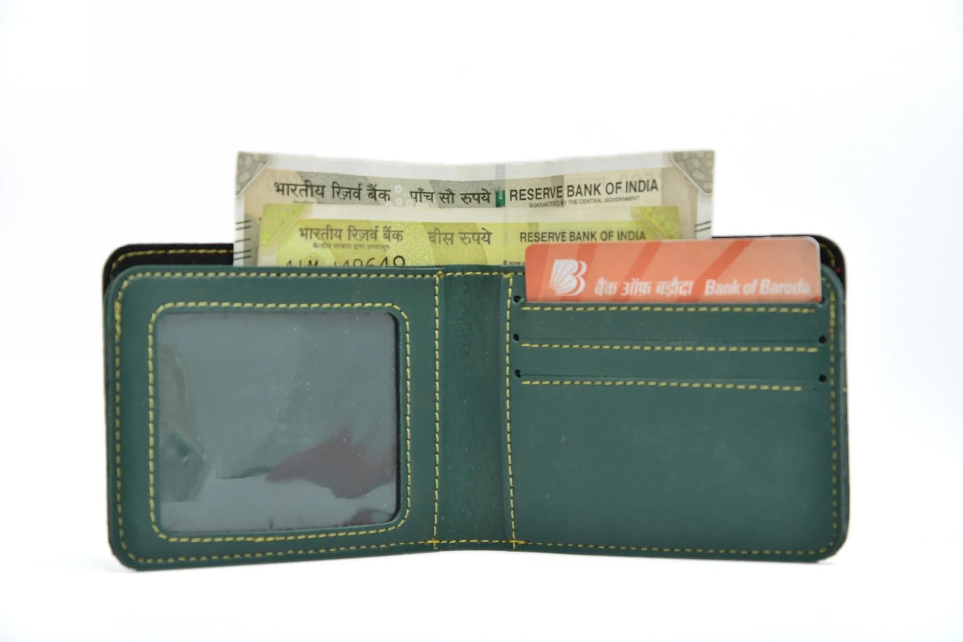 personalized-cb07-olive-green-customized-best-gift-for-boyfriend-girlfriend. Inside or open view of mens wallet olive green