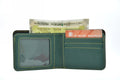 Inside or open view of olive green men's wallet