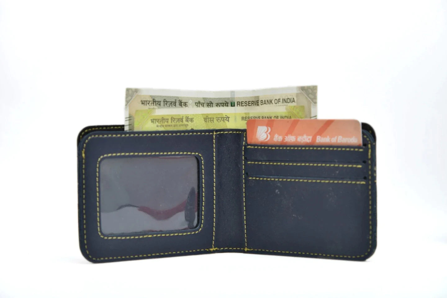 Inside or open view of royal blue wallets