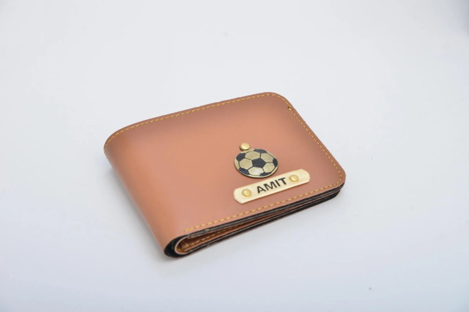 personalized-cb04-tan-customized-best-gift-for-boyfriend-girlfriend.Fancy wallet made with the best quality synthetic leather is the perfect touch to any office/formal outfit. The option to customize it with your name and lucky charm makes it that much more personal and unique. This is the best business gift! Always be trending and in style with our personalized wallets. The Mens Wallet material is vegan/synthetic/faux/PU leather