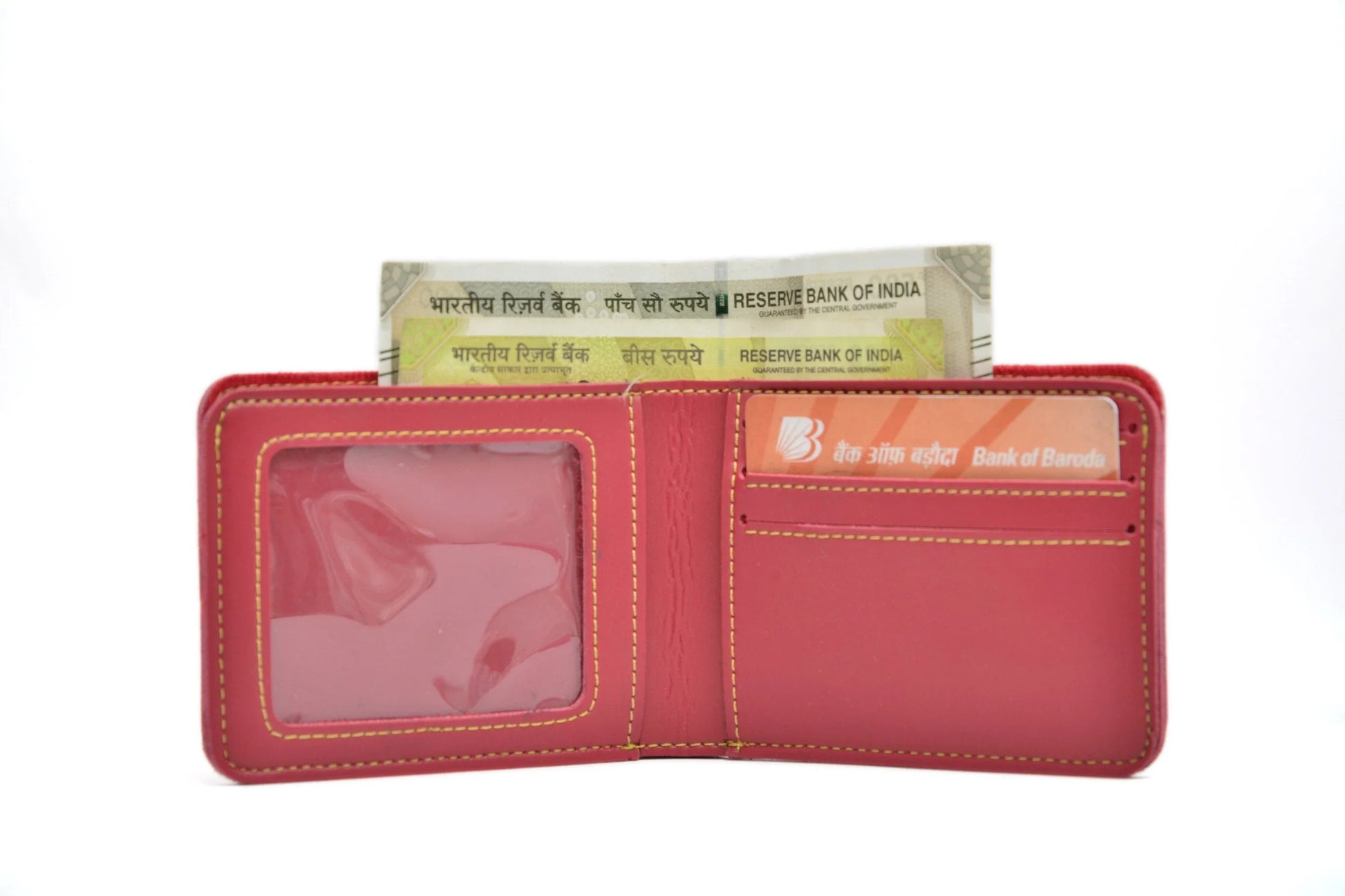 Inside or open view of wine mens wallet
