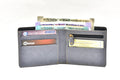 Classy Leather Customized Men's Wallet (Grey)Inside/open view