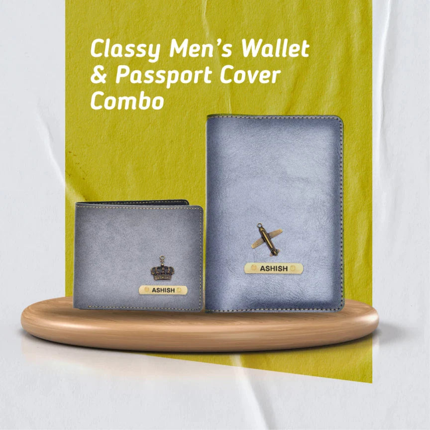 personalized classy leather passport cover and wallet