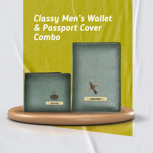 personalized classy leather passport cover and wallet
