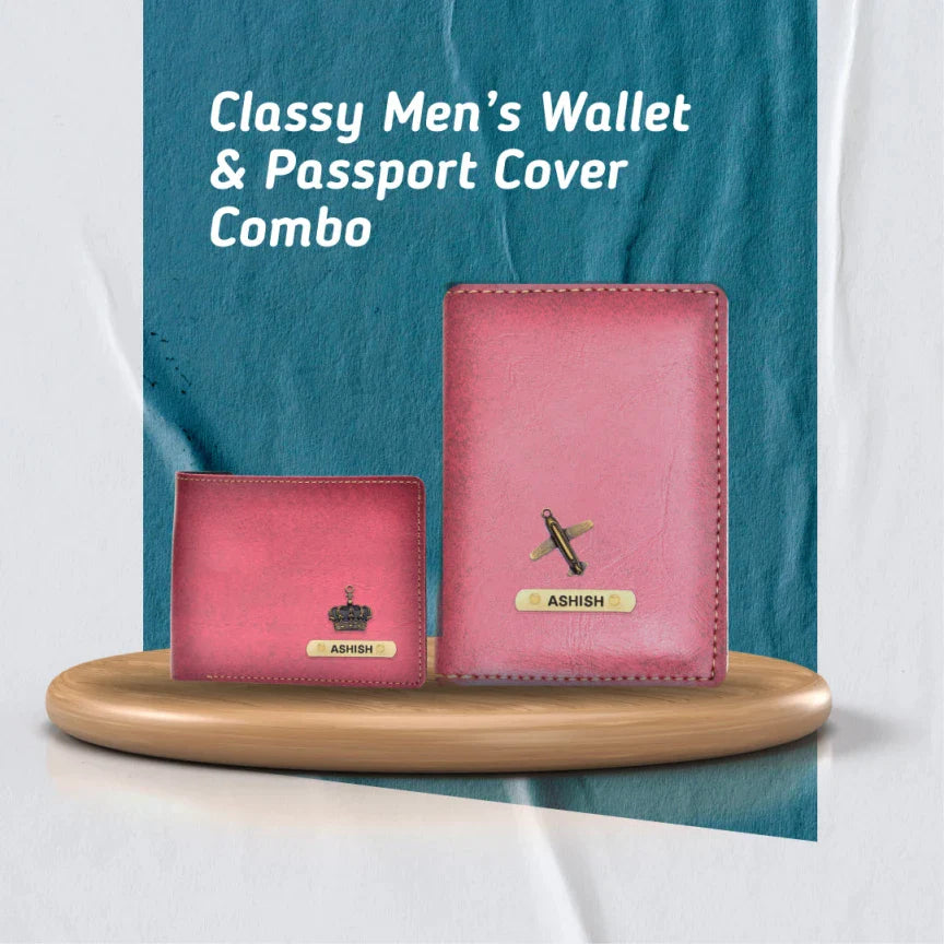 personalized classy leather passport cover and wallet