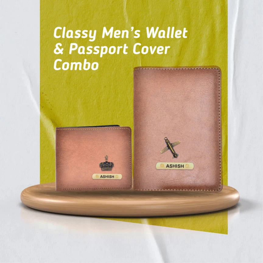 personalized classy leather passport cover and wallet